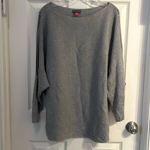 Vince Camuto‎ Gray Open Cold Shoulder Ribbed Dolman Sweater Sz L